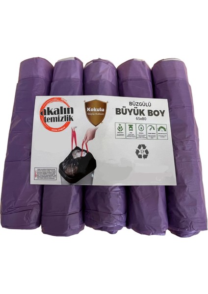 Akalın Büzgülü Lavanta Kokulu Büyük Boy Çöp Torbası 55 x 60 cm 10'lu 5 Rulo