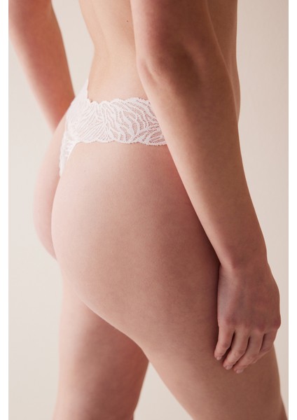 Lacy Elegance Dantel Ekru Tanga Külot fiyatları