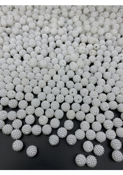 Parçalı BÖĞÜRTLEN,100GR 10MM Beyaz Renk Parçalı Böğürtlen Inci Boncuk,çanta BONCUĞU(~280 Adet) fiyatları