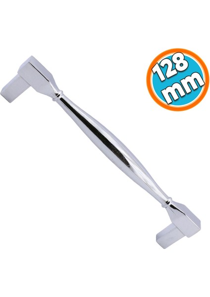 Mobilya Mutfak Dolabı Çekmece Dolap Kulpları Kapak Kulpu Kulbu Krom Renk 128 mm Metal Kare Kulp
