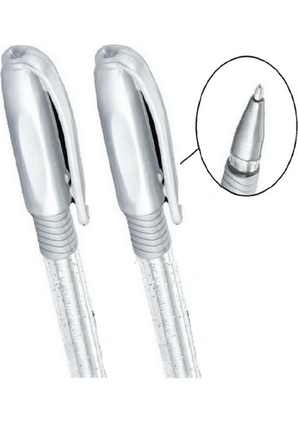 Pensan Glitter Simli Jel Kalem 1 mm Gümüş 12 Li