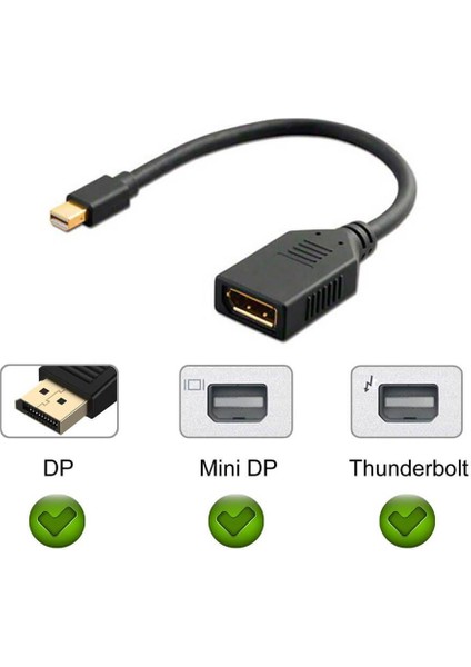 - 4K@60Hz Mini Displayport (Thunderbolt) Erkek To Displayport Dişi Çevirici Kablo