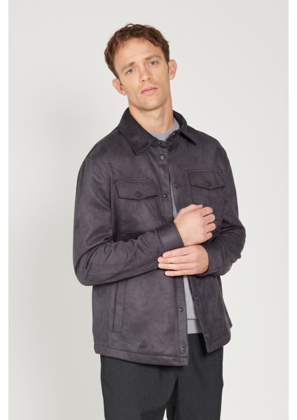 ALTINYILDIZ CLASSICS Erkek Antrasit Standart Fit Normal Kesim Gömlek Yaka Mont modelleri