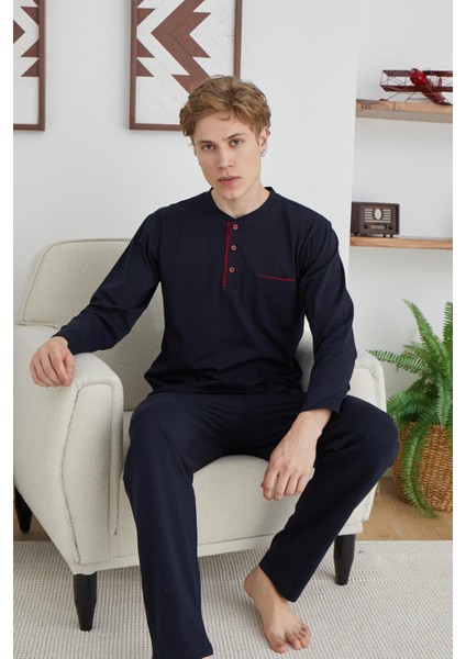 Battal Midi Yaka Pijama Takımı 9111