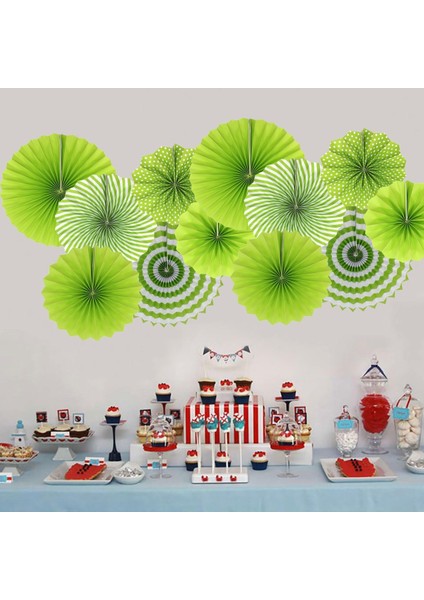 Kağıt Yelpaze Süs Yeşil Set 6 Lı