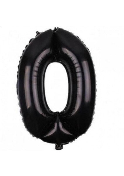 0 Rakam Siyah Folyo Balon 40 Inç 100 cm