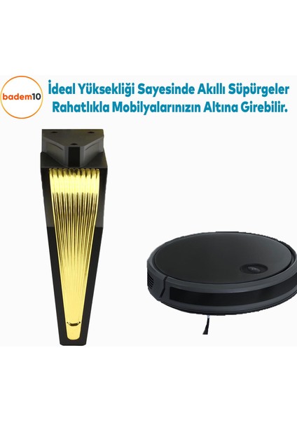 Salkım Mobilya Oturma Grubu Kanepe Sehpa Tv Ünitesi Koltuk Ayağı Baza Ayakları Siyah Altın 16 cm indirimleri