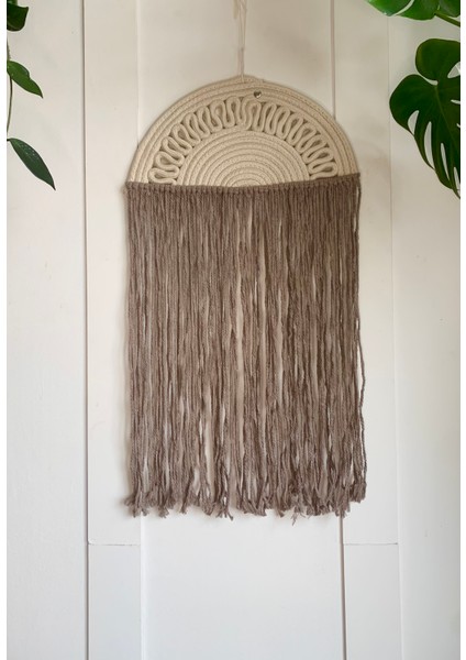 El Yapımı Bohem Boho-Kahve- Beyaz Duvar Dekoru Süsü Renkli
