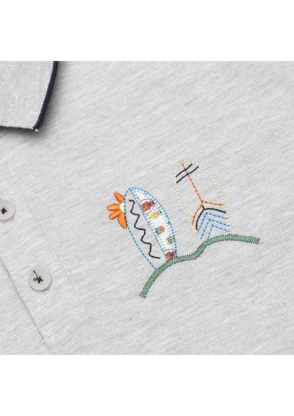 Erkek Çocuk Kısa Kol Polo Yaka T-Shirt - 16858 - Melanj modelleri