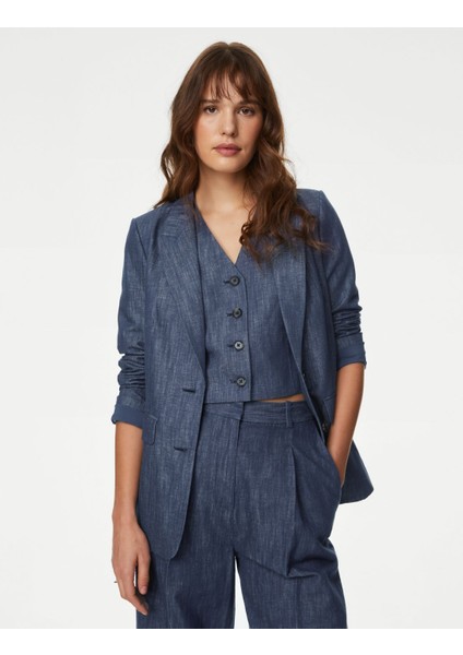 Relaxed Fit Keten Blazer Ceket fiyatları