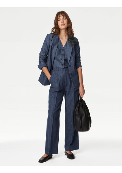 Relaxed Fit Keten Blazer Ceket fırsatları