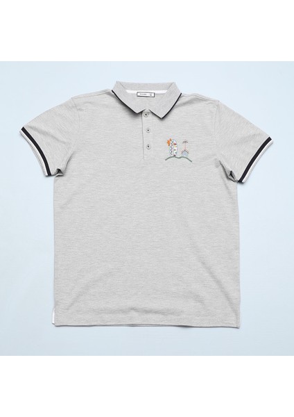 Erkek Çocuk Kısa Kol Polo Yaka T-Shirt - 16858 - Melanj