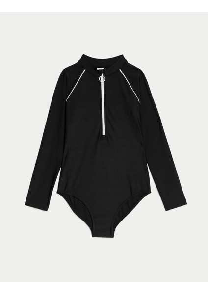 Fermuar Detaylı Uzun Kollu Mayo (6-16 Yaş)