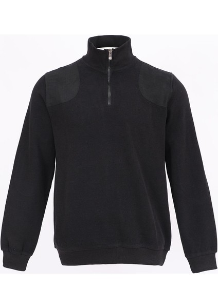 Erkek Uzun Kol Fermuarlı Dik Balıkçı Yaka Sweat - PPS-4207 - Siyah