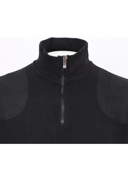 Erkek Uzun Kol Fermuarlı Dik Balıkçı Yaka Sweat - PPS-4207 - Siyah indirimleri