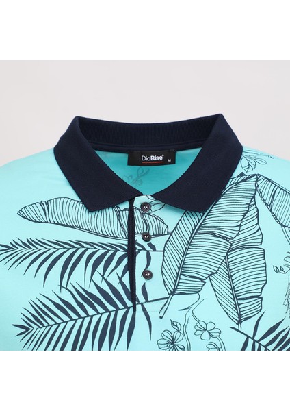 Erkek Kısa Kol Polo Yaka Baskılı T-Shirt - Pl-487 - Mint Yeşili fiyatları