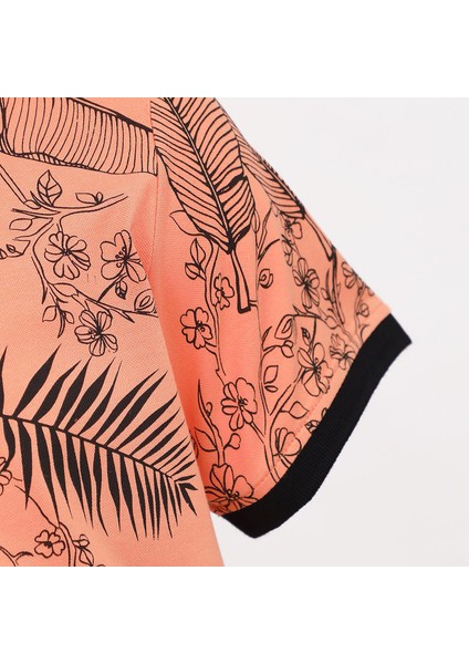 Erkek Kısa Kol Polo Yaka Baskılı T-Shirt - Pl-487 - Somon fiyatları