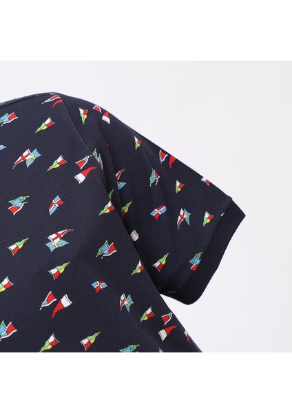 Erkek Kısa Kol Polo Yaka Desenli T-Shirt - Czt-174 - Lacivert modelleri