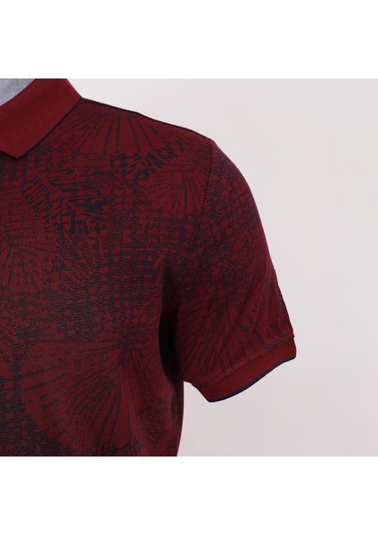Erkek Kısa Kol Polo Yaka Baskılı T-Shirt - Djs-275 - Bordo modelleri
