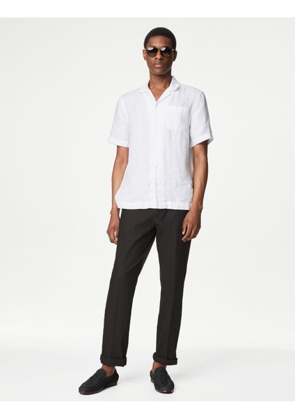 Regular Fit Keten Chino Pantolon