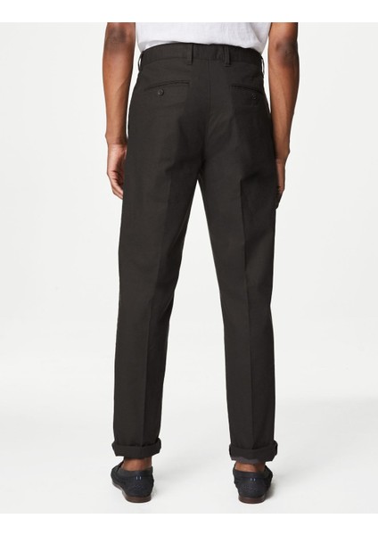 Regular Fit Keten Chino Pantolon