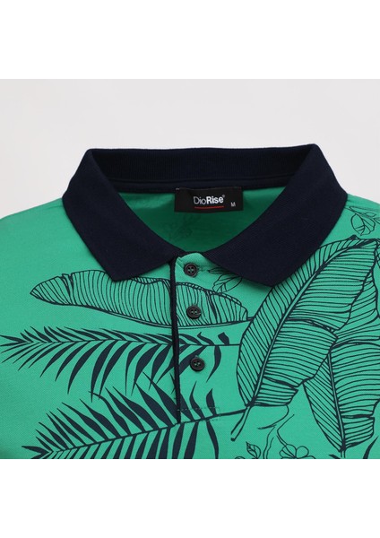 Erkek Kısa Kol Polo Yaka Baskılı T-Shirt - Pl-487 - Yeşil fiyatları
