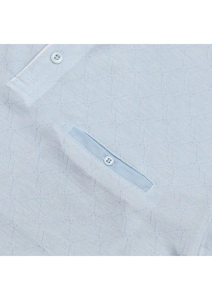 Erkek Kısa Kol Düğmeli Polo Yaka T-Shirt - Djs-276 - Buz Mavisi modelleri