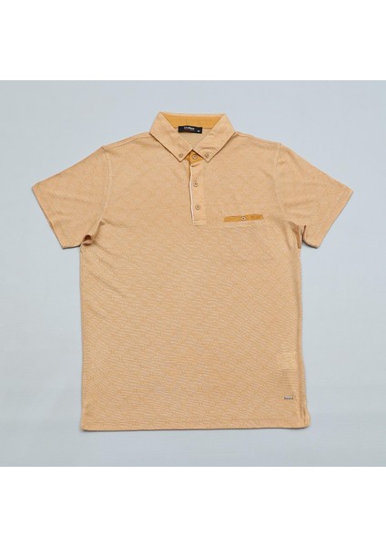 Erkek Kısa Kol Düğmeli Polo Yaka T-Shirt - Djs-276 - Safran