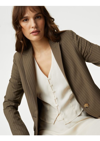 Marks & Spencer Relaxed Fit Çizgili Blazer Ceket