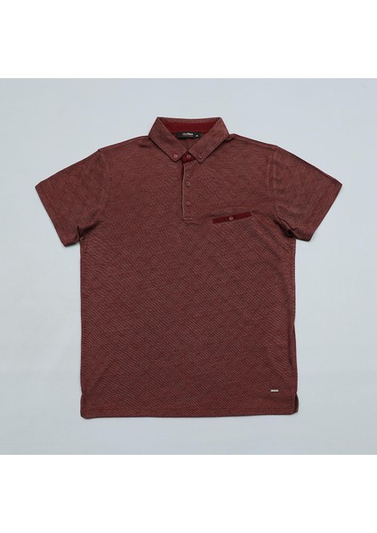 Erkek Kısa Kol Düğmeli Polo Yaka T-Shirt - Djs-276 - Bordo