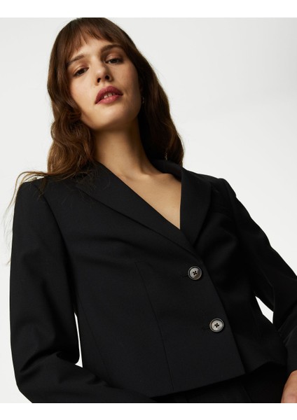 Tailored Fit Crop Yün Blazer Ceket modelleri