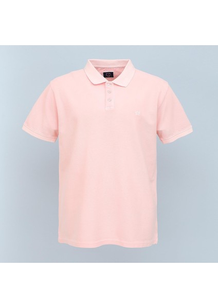 Erkek Kısa Kol Polo Yaka Düğmeli T-Shirt - Czt-169 - Pembe