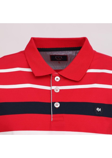 Erkek Kısa Kol Polo Yaka Çizgili T-Shirt - Czt-149 - Kırmızı fiyatları