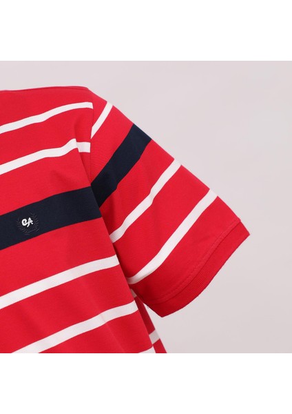 Erkek Kısa Kol Polo Yaka Çizgili T-Shirt - Czt-149 - Kırmızı modelleri