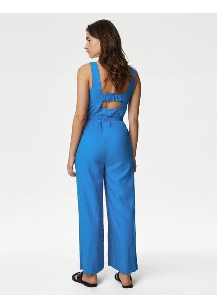 Regular Fit Askılı Keten Tulum fiyatları