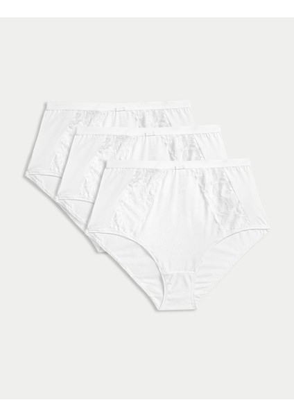 3'lü Dantel Detaylı Full Brief Külot Seti
