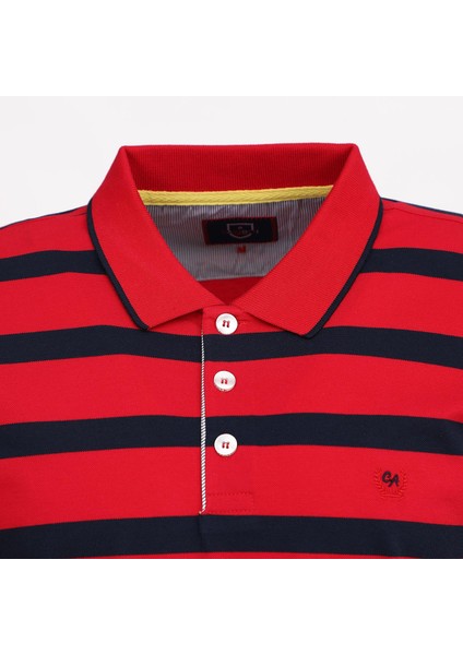 Erkek Kısa Kol Polo Yaka Büyük Beden Çizgili Tişört CZT-151 Kırmızı Lacivert fiyatları