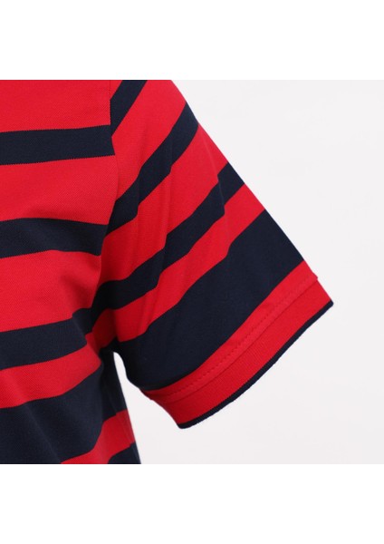 Erkek Kısa Kol Polo Yaka Büyük Beden Çizgili Tişört CZT-151 Kırmızı Lacivert modelleri