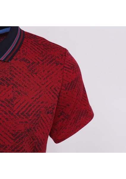 Erkek Kısa Kol Polo Yaka Baskılı T-Shirt - Djs-274 - Kırmızı modelleri