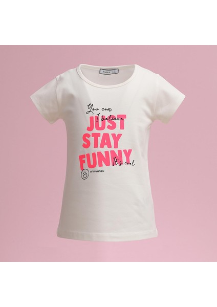 Kız Çocuk Kısa Kol Tshirt - 32483 - Vanilya