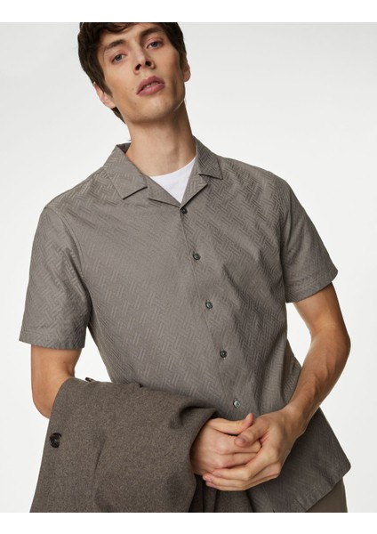 Saf Pamuklu Kısa Kollu Örme Gömlek