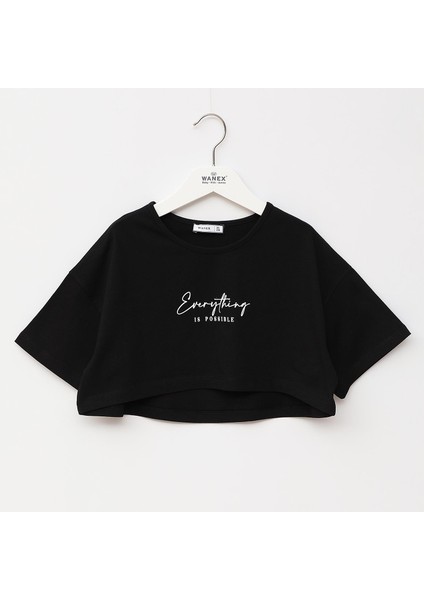 Kız Çocuk Kısa Kol Tshirt - 32435 - Siyah