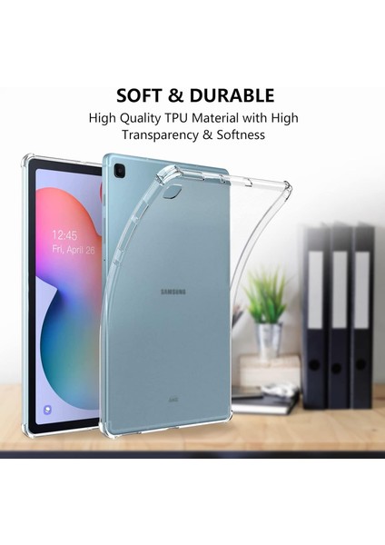 Samsung Galaxy Tab S6 Lite 10.4 Antishock Köşe Korumalı Şeffaf Shockproof Esnek Kılıf ve Ekran Koruyucu P610