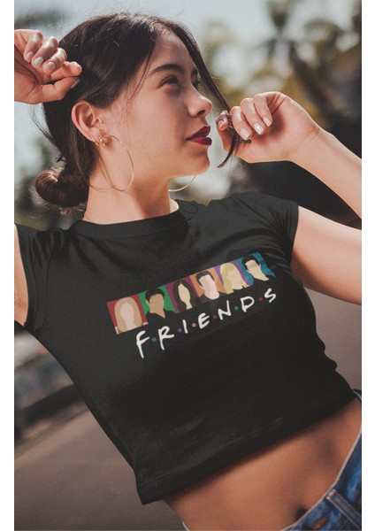 Fuddy Moda Friends Baskılı Crop Top, Kadın Friends Dizi Baskılı Crop Bluz