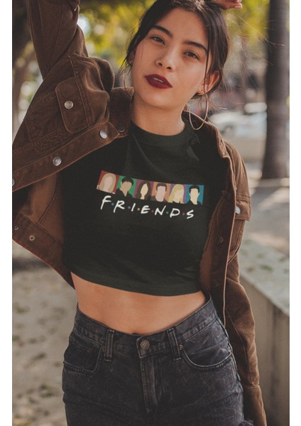 Fuddy Moda Friends Baskılı Crop Top, Kadın Friends Dizi Baskılı Crop Bluz