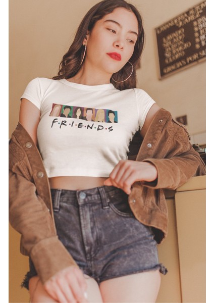 Friends Baskılı Crop Top, Kadın Friends Dizi Baskılı Crop Bluz modelleri