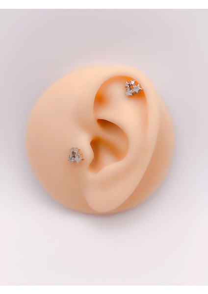 Cerrahi Çelik Piercing Zirkon Taşlı Yıldız Kümesi Kıkırdak Helix Tragus PIERCING(1ADET)