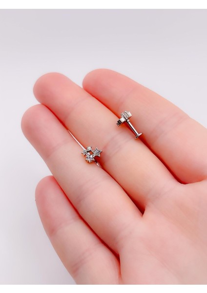 Cerrahi Çelik Piercing Zirkon Taşlı Yıldız Kümesi Kıkırdak Helix Tragus PIERCING(1ADET)
