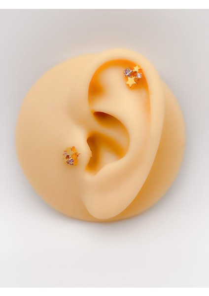 Cerrahi Çelik Piercing Zirkon Taşlı Yıldız Kümesi Kıkırdak Helix Tragus PIERCING(1ADET)