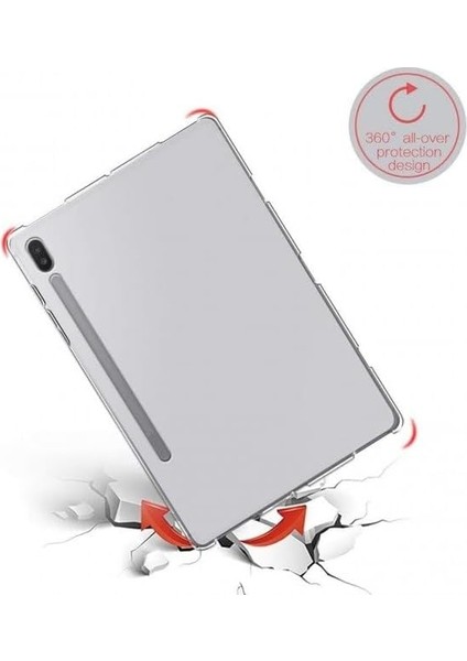 Samsung Galaxy Tab S7 Plus Antishock Köşe Korumalı Şeffaf Shockproof Esnek Kılıf ve Ekran Koruyucu Sm- T970 T975 T976 T978